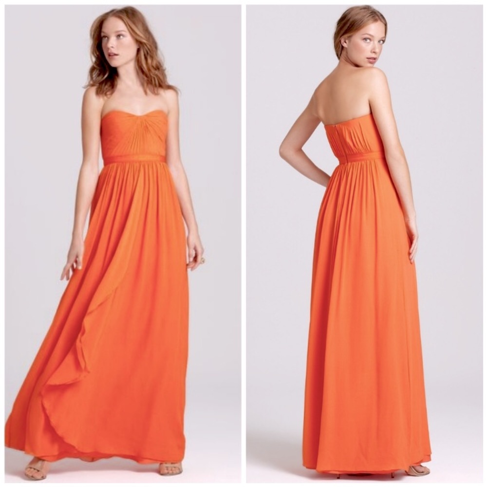 NWT BCBG Amber dress in melon orange, floor-length